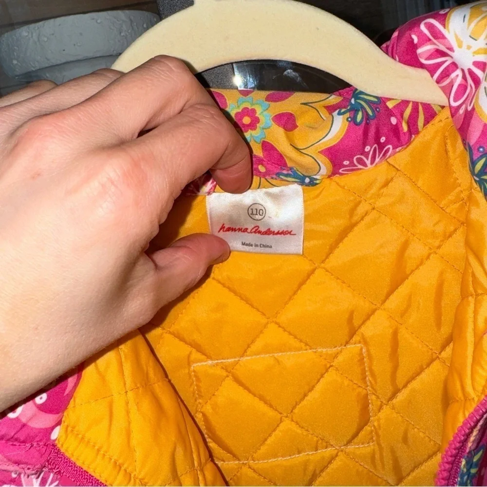 Hanna Andersson quilted snow jacket floral groovy toddler girl puffer skiing
